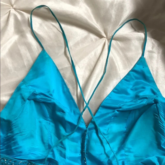Aqua Beaded Prom Dress - Picture 6 of 7